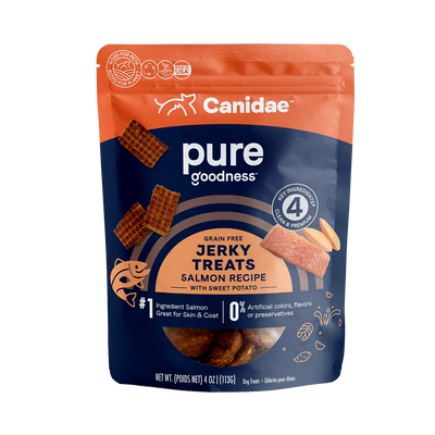 CANIDAE PURE Salmon Jerky w/Sweet Potato Dog Treats 4 oz CANIDAE