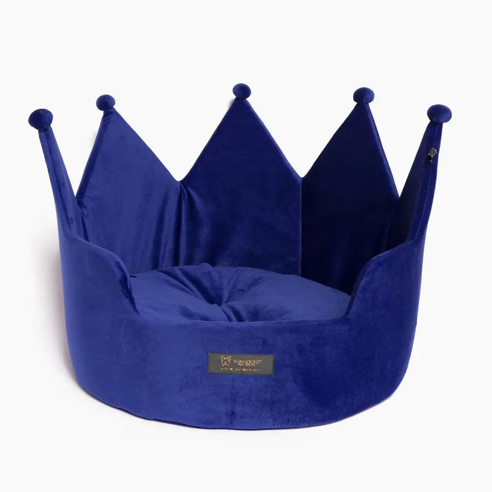 Crown Pet Bed Micro Plush Royal Blue Large Nandog