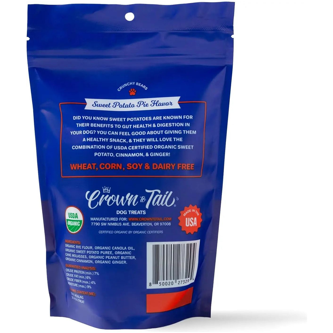 Crown to Tail Organic Sweet Potato Pie Crunchy Dog Treats Crown to Tail