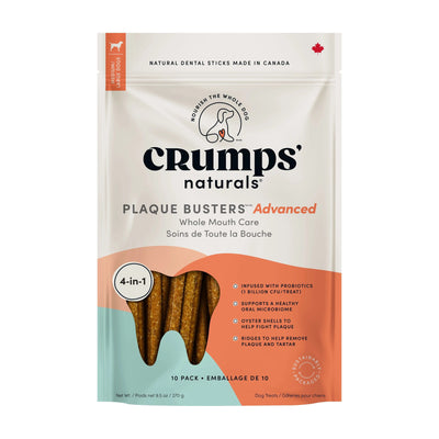 Crumps Plaque Busters Advanced Whole Mouth Care Dental Sticks With Probiotics Dog 10ct 9.5oz Crumps' Naturals