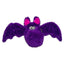 The Cycle Dog Duraplush Bat, from Cycle Dog, is an eco-friendly dog toy with fuzzy purple fabric, wide wings, bright pink inner ears, and spiral-patterned eyes—perfect for fun and cuddles.