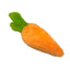 The Cycle Dog Duraplush Cat Toy by Cycle Dog is a plush carrot-shaped catnip toy with a fuzzy orange body and green leafy top, perfect for playful cats.