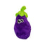 The Cycle Dog Duraplush Eco-Friendly Tough Dog Toy by Cycle Dog is a plush eggplant-shaped dog toy made from recycled materials with a fuzzy purple body, green top, and big cartoon eyes—perfect for playful pups.