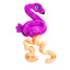 The Cycle Dog Duraplush Eco-Friendly Tough Dog Toy by Cycle Dog is a vibrant pink plush flamingo with closed eyes and curly orange legs, made from recycled materials—perfect as an eco-friendly dog toy.