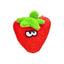 The Cycle Dog Duraplush Eco-Friendly Tough Dog Toy features a red strawberry shape with green leaves and frowning cartoon eyes—a playful, durable companion for your pup from the trusted Cycle Dog brand.