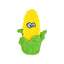 The Cycle Dog Duraplush Eco-Friendly Tough Dog Toy by Cycle Dog is a plush corn-shaped dog toy with yellow kernels, a green husk, and googly eyes—crafted from recycled materials for safe, sustainable play.