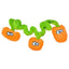 The Cycle Dog Duraplush Springy Pumpkin Patch Dog Toy is a plush, durable toy with three orange pumpkin shapes linked by a twisted green section, designed by Cycle Dog for eco-friendly play.