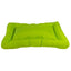 The Cycle Dog Waterproof Barrier Layout Dog Bed by Cycle Dog is a rectangular, bright green washable bed with raised cushioned edges and a flat padded center, shown on a white background.