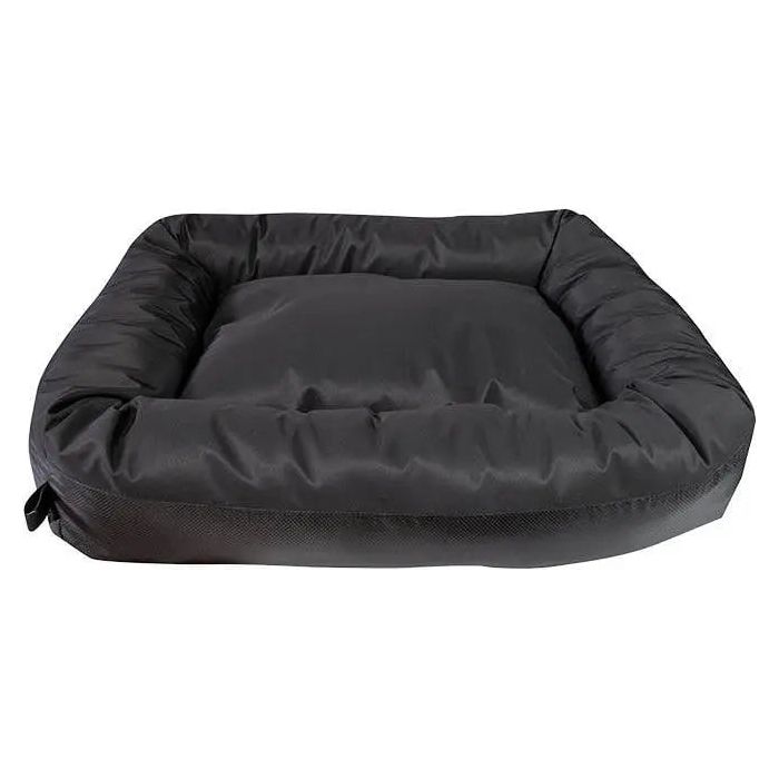 The Cycle Dog Waterproof Barrier Nestle Dog Bed by Cycle Dog is a rectangular black bed with raised edges, cushioned support, and a smooth waterproof surface, shown against a plain white background.