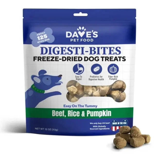 Dave's Digesti-Bites Beef, Rice & Pumpkin Freeze-Dried Dog Treats Dave's Pet Food