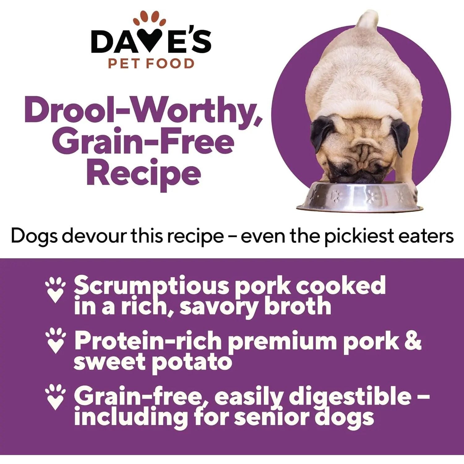 Dave's Pet Food Grain-Free Pork & Sweet Potato Entree Healthy Canned Dog Food 13oz/12ct Dave's Pet Food