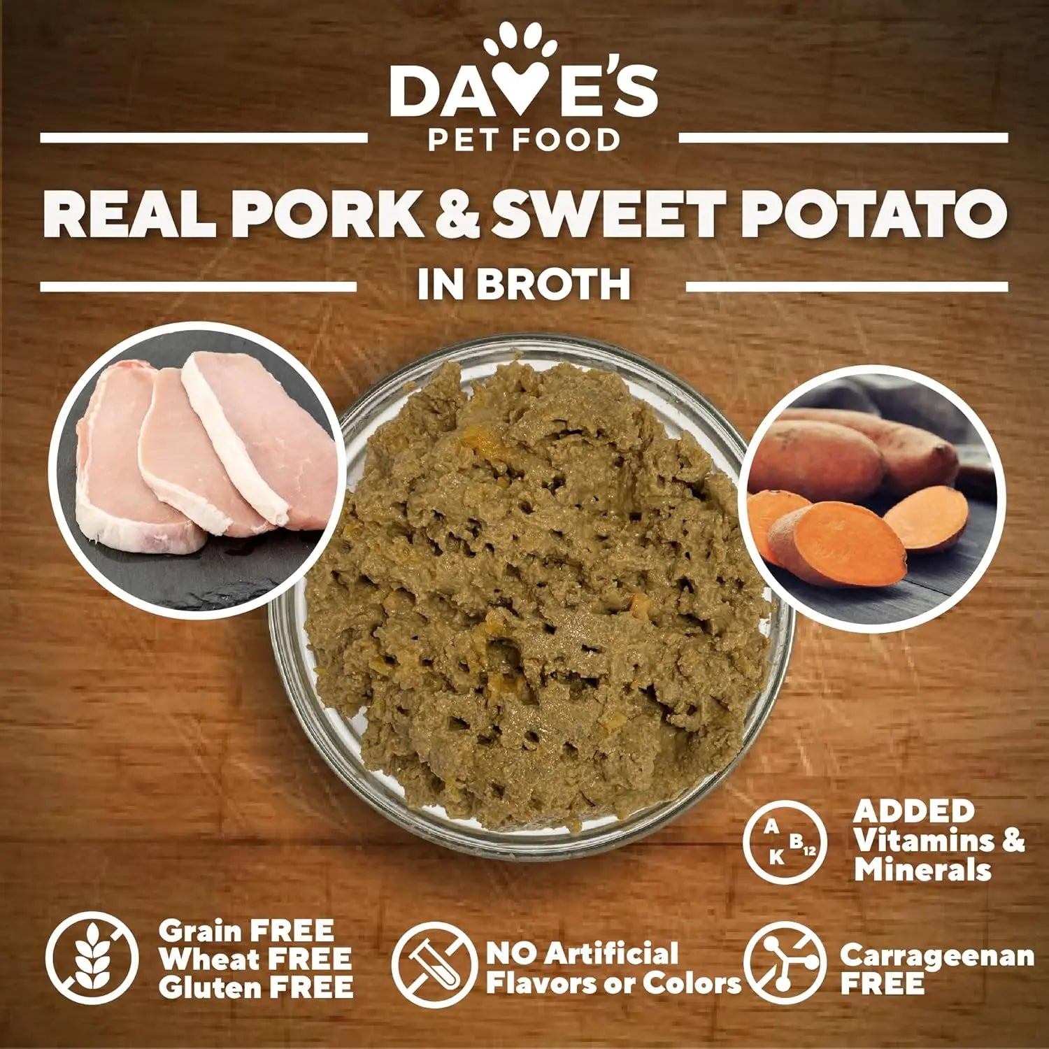 Dave's Pet Food Grain-Free Pork & Sweet Potato Entree Healthy Canned Dog Food 13oz/12ct Dave's Pet Food