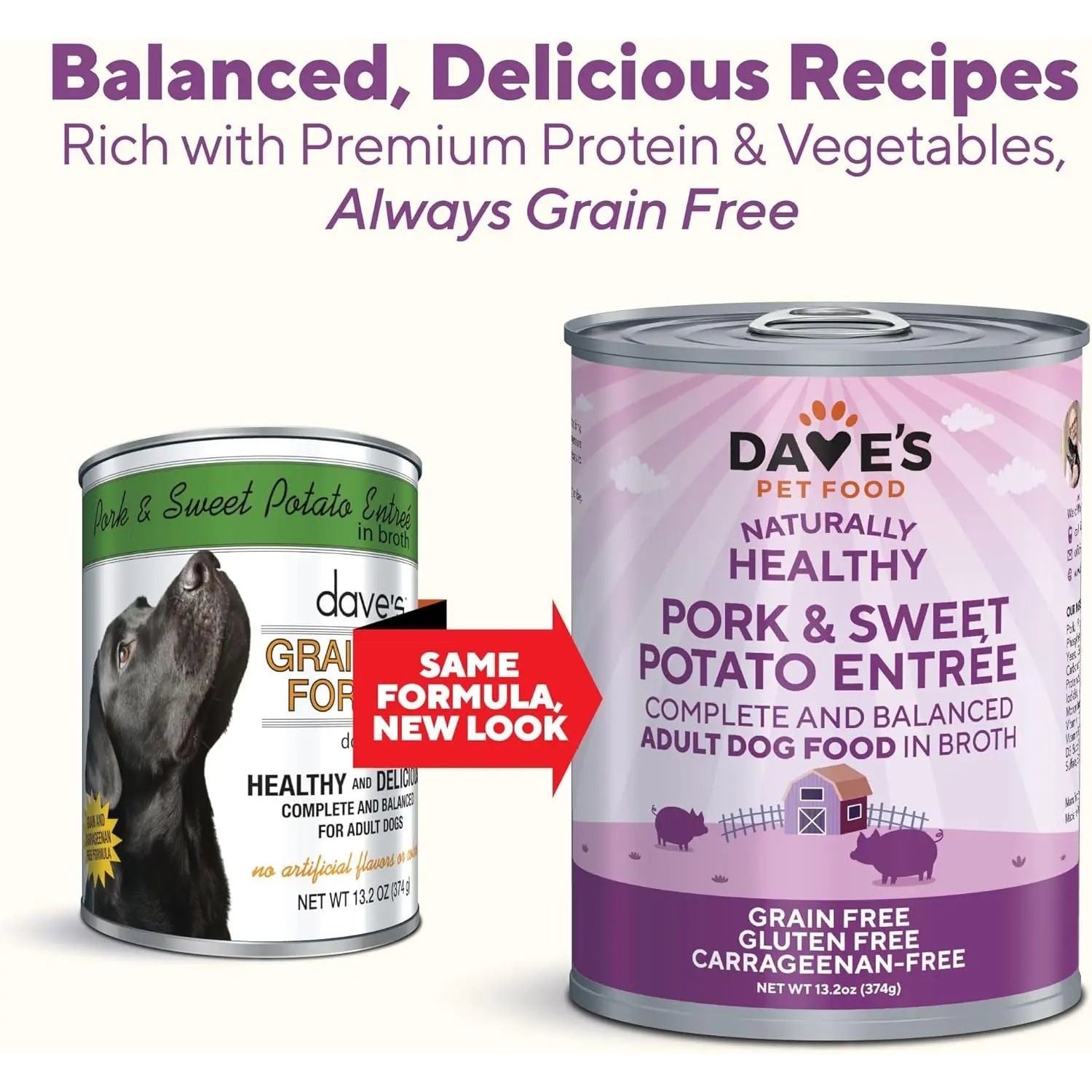 Dave's Pet Food Grain-Free Pork & Sweet Potato Entree Healthy Canned Dog Food 13oz/12ct Dave's Pet Food