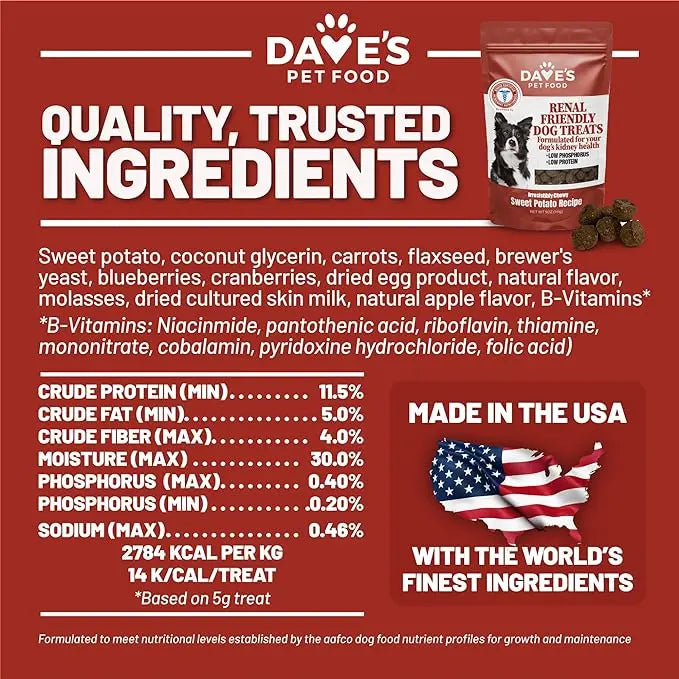 Dave's Pet Food Renal-Friendly Sweet Potato Grain-Free Soft & Chewy Dog Treats 5oz Dave's Pet Food