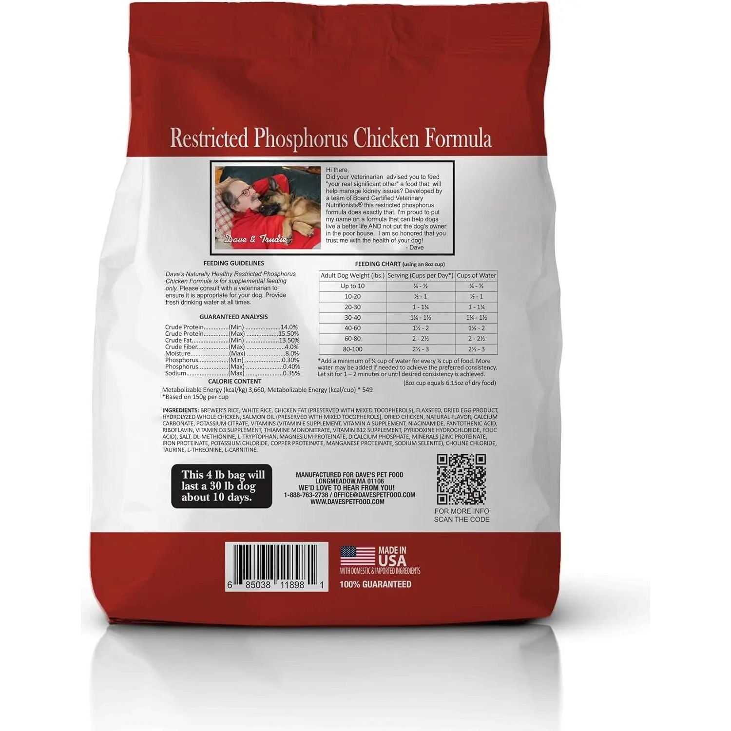 Dave's Pet Food Restricted Phosphorus Chicken Formula Kidney Support Dog Food 4LB Dave's Pet Food