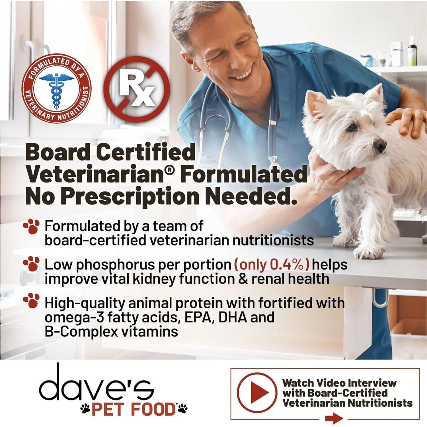 Dave's Pet Food Restricted Phosphorus Chicken Formula Kidney Support Dog Food 4LB Dave's Pet Food