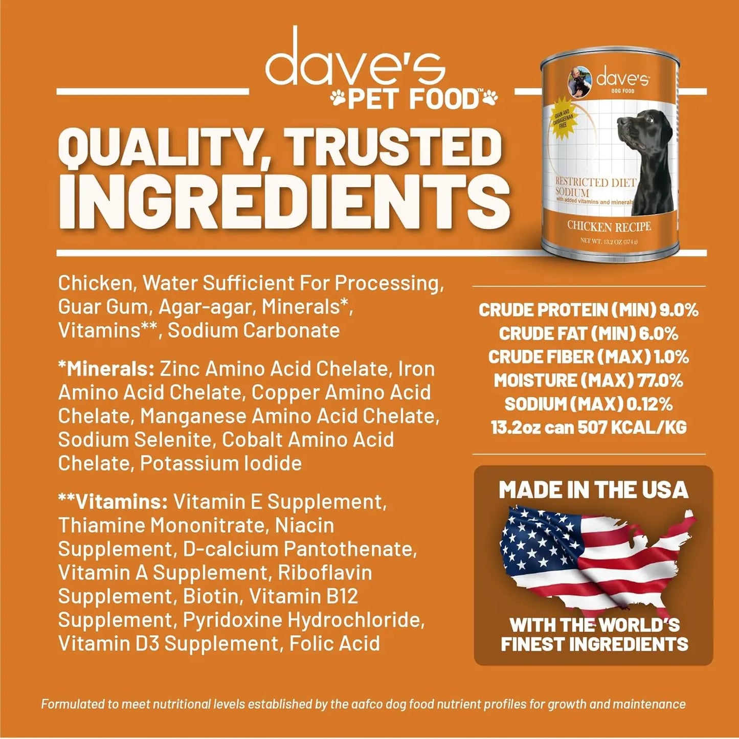 Dave's Pet Food Restricted Sodium Chicken Recipe Grain-Free Wet Dog Food 12ea/13 oz Dave's Pet Food