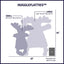 Silhouettes of two HuggleHounds Woodland HuggleFlatties small dog plush toys (SMALL: 10H x 5W x 2.75D, LARGE: 13.5H x 9.5W x 3.5D) are shown next to a deck of cards for scale inside a 20 square frame.