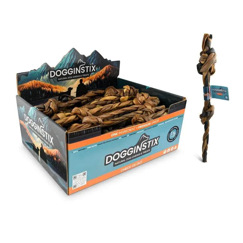 Dogginstix Braided Sticks Lamb Collagen Double Knots Dog Chews Case of 25 Dogginstix