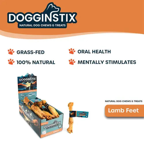 Dogginstix Odor Free Lamb Feet Chews for Puppies Case of 40 Dogginstix