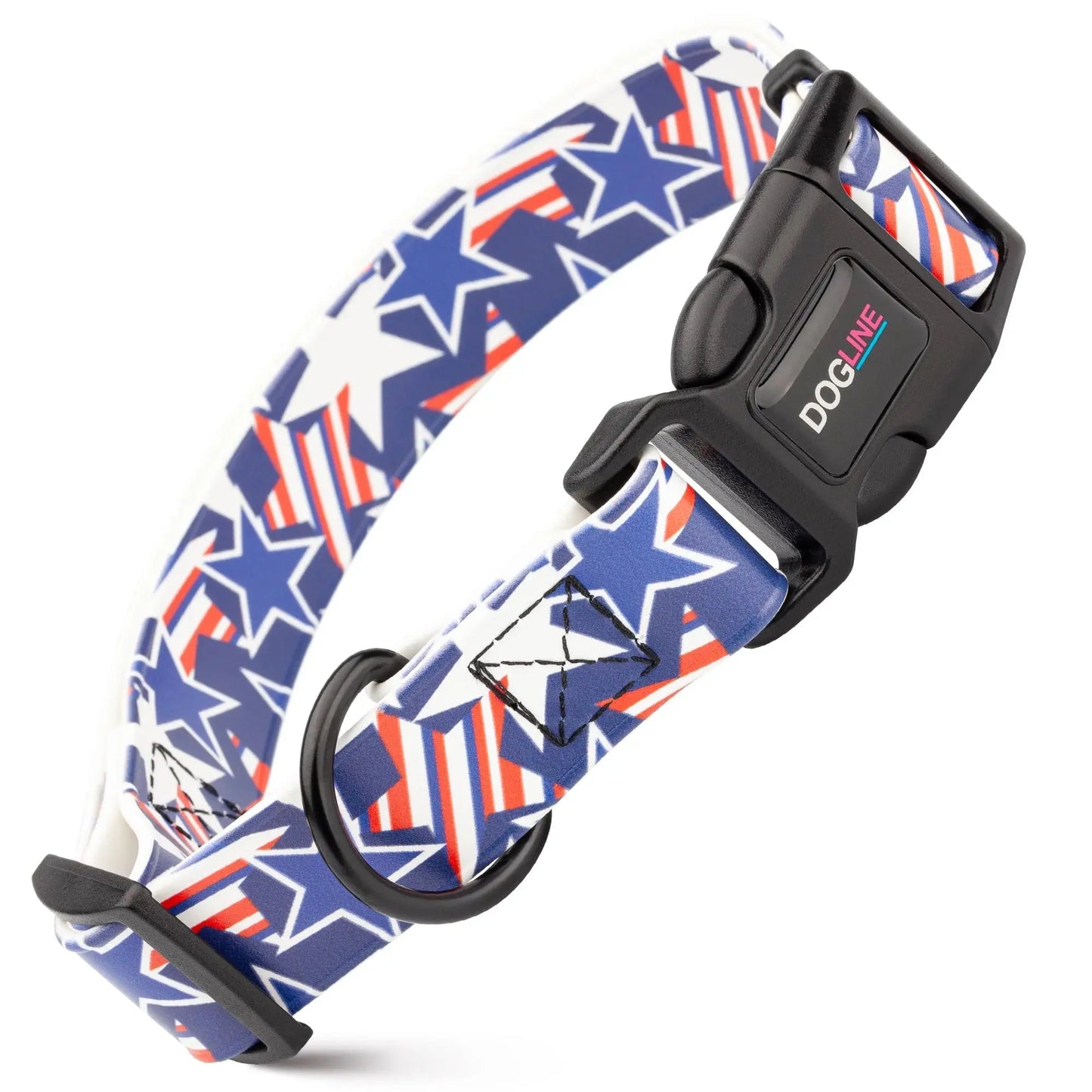 Dogline Biothane Printed Flag Dog Collar with Quick Release Buckle Dogline