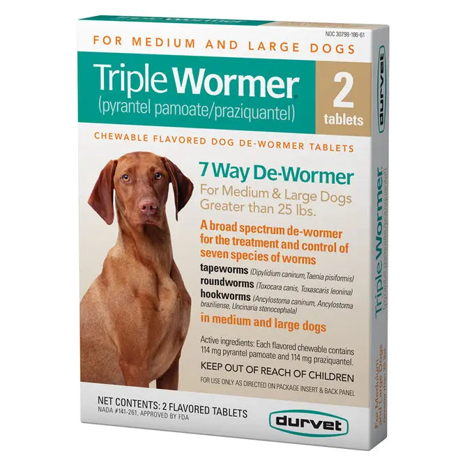 Durvet Triple Wormer Broad Spectrum De-wormer For Dogs Durvent