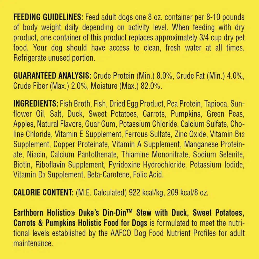 Earthborn Holistic Duke's Din-Din Stew Grain-Free Wet Dog Food Earthborn Holistic