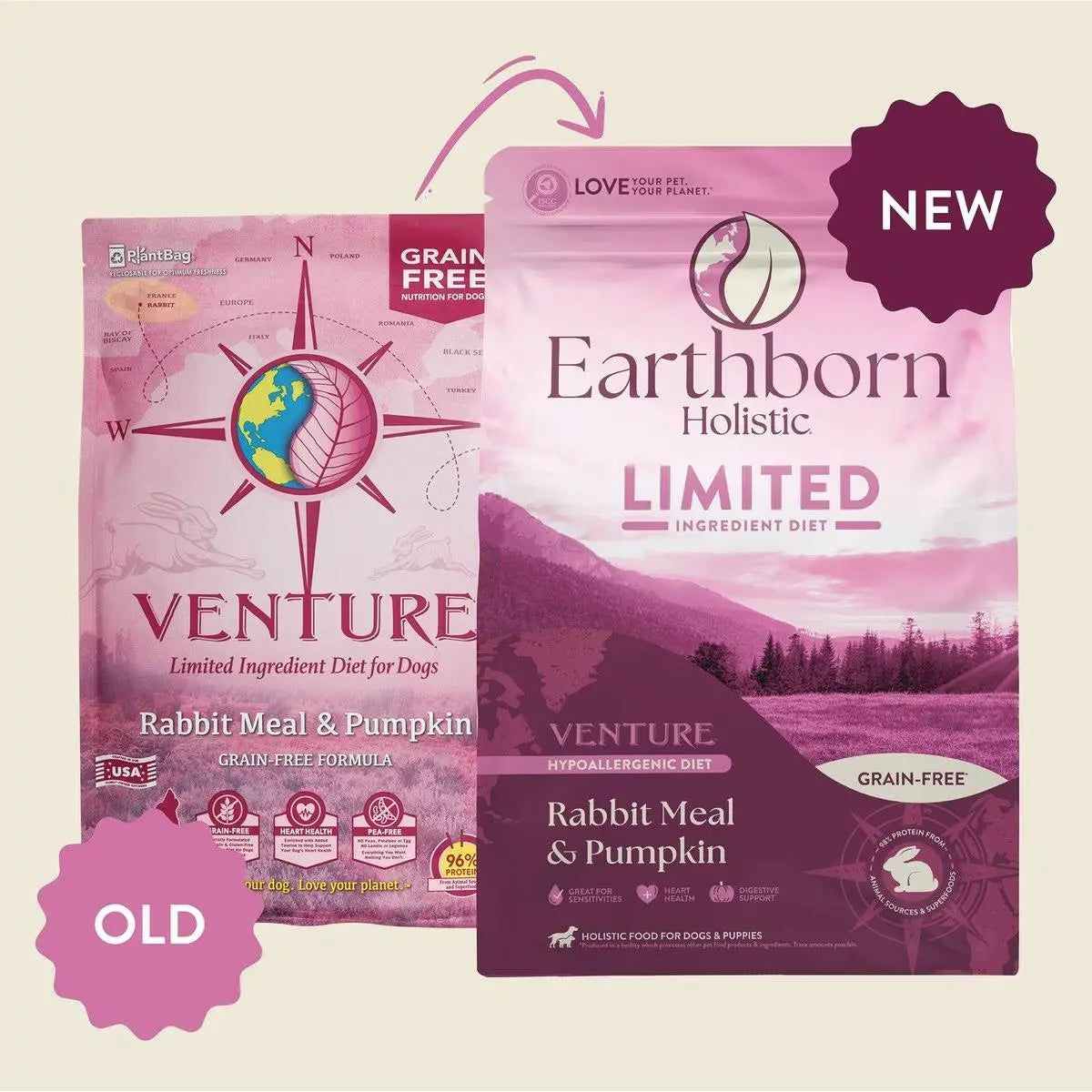 Earthborn Holistic Venture Limited Ingredient Grain-Free Rabbit Meal & Pumpkin Dry Dog Food Earthborn Holistic