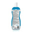 A blue and white Espree 2in1 Simple Shed Dog Shampoo 20 oz bottle, shown from the back. Its label lists product details, directions, ingredients, and company info in black text—ideal for reducing pet shedding.