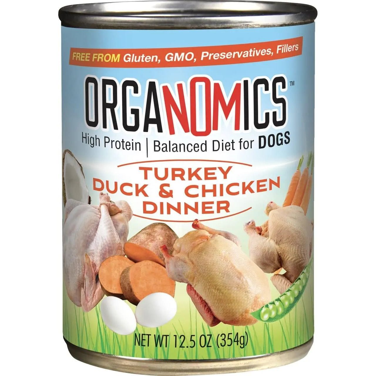 Evanger's OrgaNOMics Turkey, Duck & Chicken Dinner Grain-Free Pate Wet Dog Food 12/12.5oz Evanger's