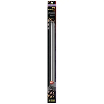 A long, rectangular box for the Exo Terra High-Performance Terrarium Top with T5 UVB Compatibility, branded by Exo Terra and featuring images of reptiles on the packaging.