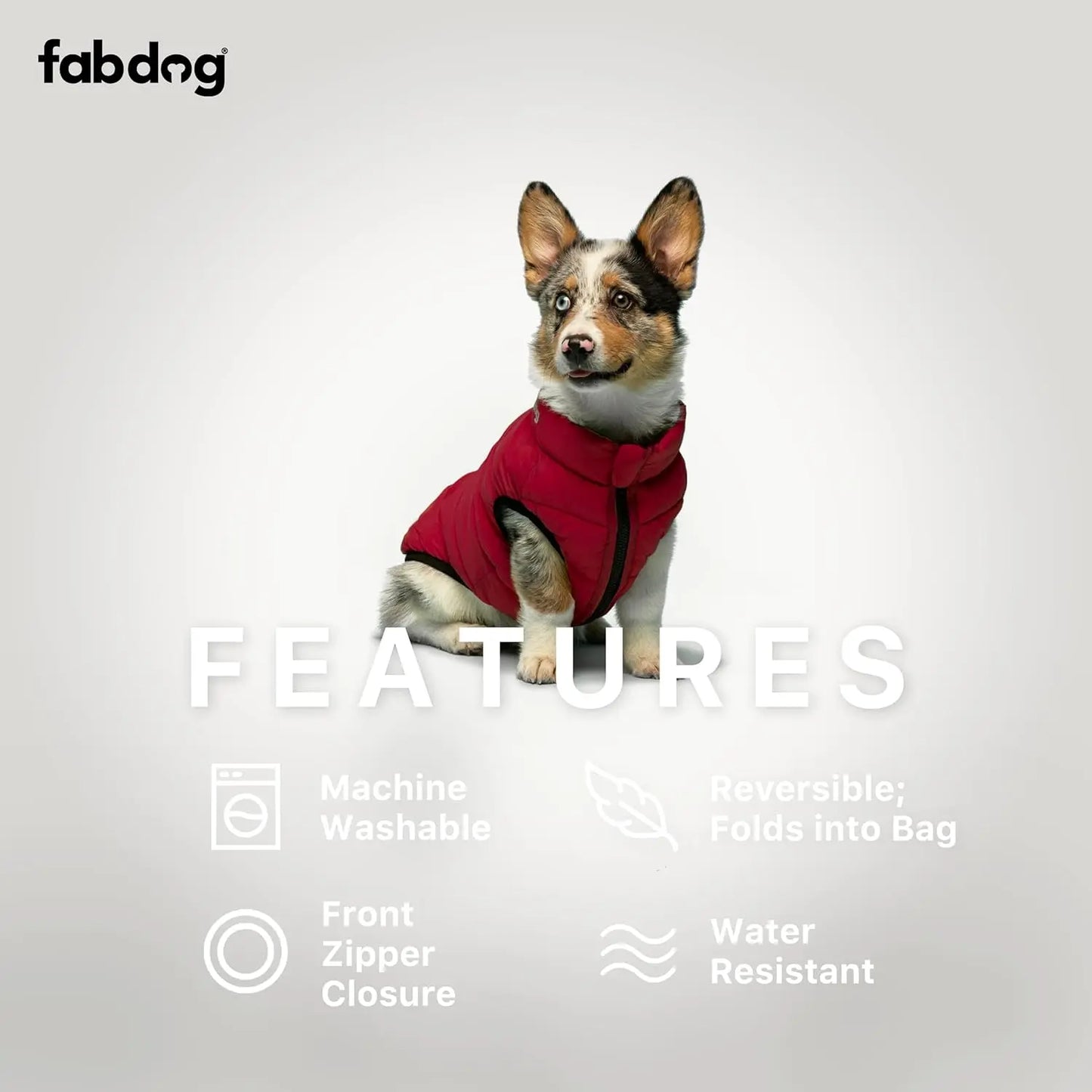 Fabdog Pack N' Go Reversible Dog Puffer Coats Fabdog
