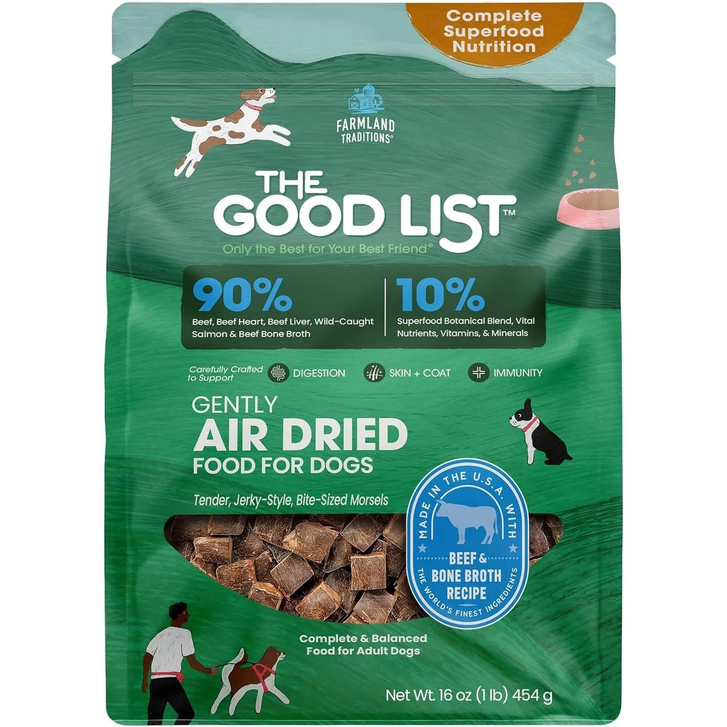 Farmland Traditions The Good List Gently Air Dried Beef & Bone Broth Dog Food Farmland