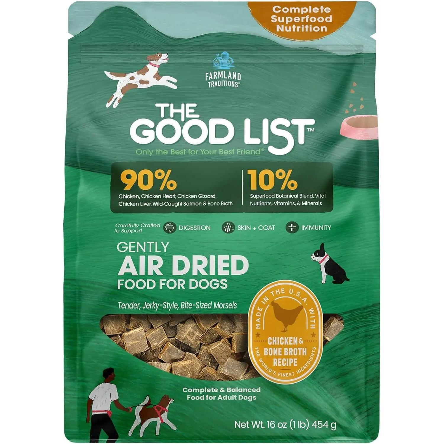 Farmland Traditions The Good List Gently Air Dried Chicken & Bone Broth Dog Food Farmland