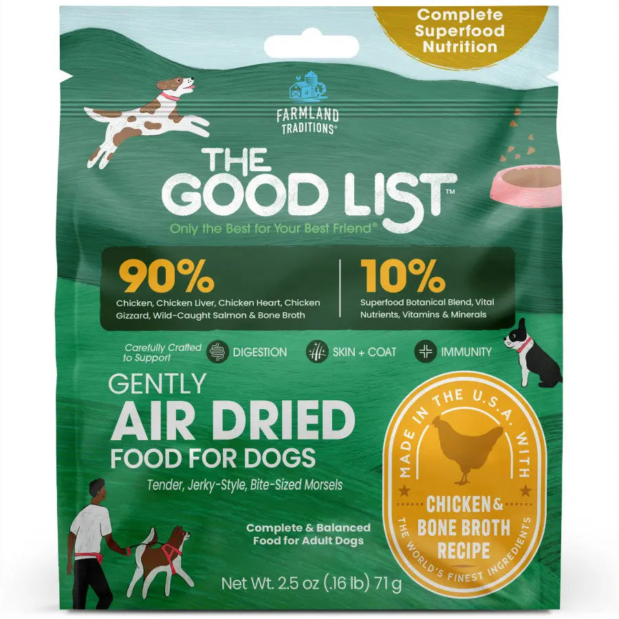 Farmland Traditions The Good List Gently Air Dried Chicken & Bone Broth Dog Food Farmland