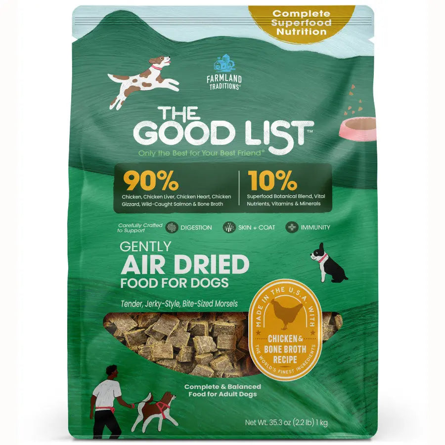 Farmland Traditions The Good List Gently Air Dried Chicken & Bone Broth Dog Food Farmland