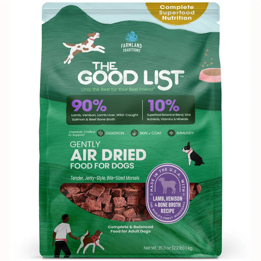 Farmland Traditions The Good List Gently Air Dried Lamb, Venison & Bone Broth Dog Food Farmland