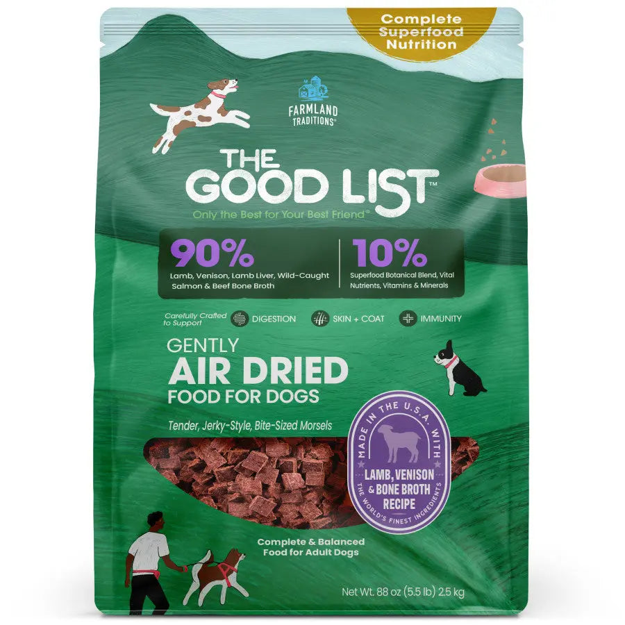 Farmland Traditions The Good List Gently Air Dried Lamb, Venison & Bone Broth Dog Food Farmland