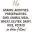 Text graphic: Feline Natural Lamb Feast Grain-Free Canned Cat Food contains no grains, additives, preservatives, GMOs, animal meal, wheat, gluten, dairy, rice, potato or fillers. Pure quality from Feline Natural in every bite.