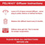Feliway MultiCat Calming Pheromone 30 Day Refill: Leave 4 ft clear around diffuser; replace head every 6 months. Diffuser warms during use—normal for pheromone release. Eases cat conflict. Read all instructions before use. Red and white icons background.