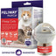 The Feliway MultiCat Calming Pheromone Diffuser 30 Day Starter Kit 48 mL box by Feliway features two cats, details on easing multi-cat tension, a diffuser with vial in front, and Satisfaction Guaranteed icons at the bottom.