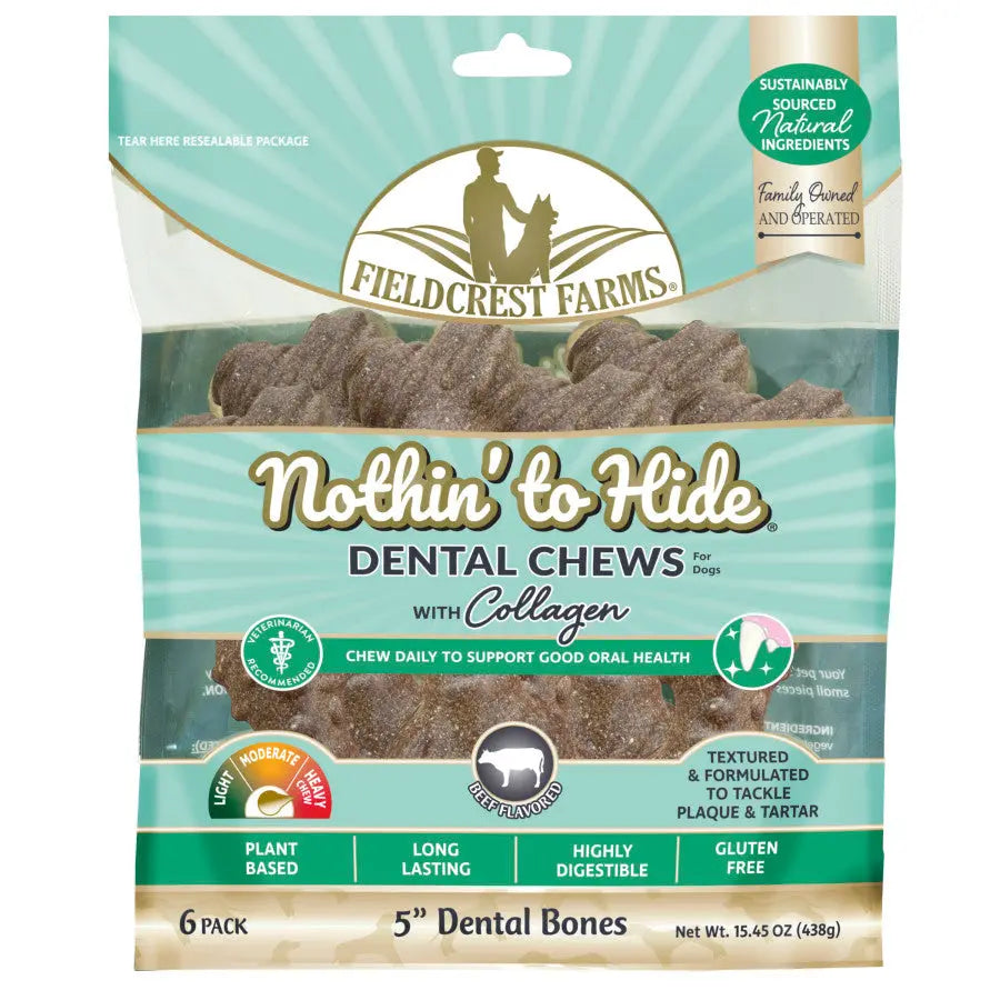 Fieldcrest Farms Nothin' to Hide Beef Flavor Dental Bone Collagen Dog ...