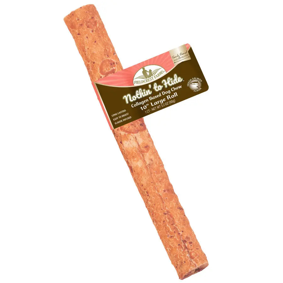 Fieldcrest Farms Nothin' to Hide Salmon Flavor Collagen Roll Dog Chew 24ea Fieldcrest Farms