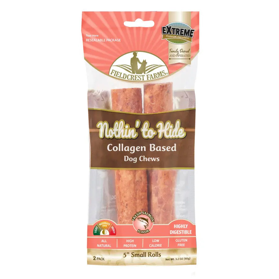 Fieldcrest Farms Nothin' to Hide Salmon Flavor Collagen Roll Dog Chew Fieldcrest Farms