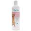 A white 16 oz bottle of Four Paws Magic Coat Cleanse & Conditions 2-in-1 Dog Shampoo and Conditioner features a golden retriever image, pink label, calming water scent, cleans, conditions, hydrates, fortifies & detangles.
