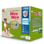 The Four Paws Wee-Wee Superior Performance Eco Bamboo Dog Pee Pads feature eco-friendly, bleach-free, dye-free 100-count pads with sustainable bamboo, leak-proof design, dog-training checklist, and images of large and small dogs on the box.