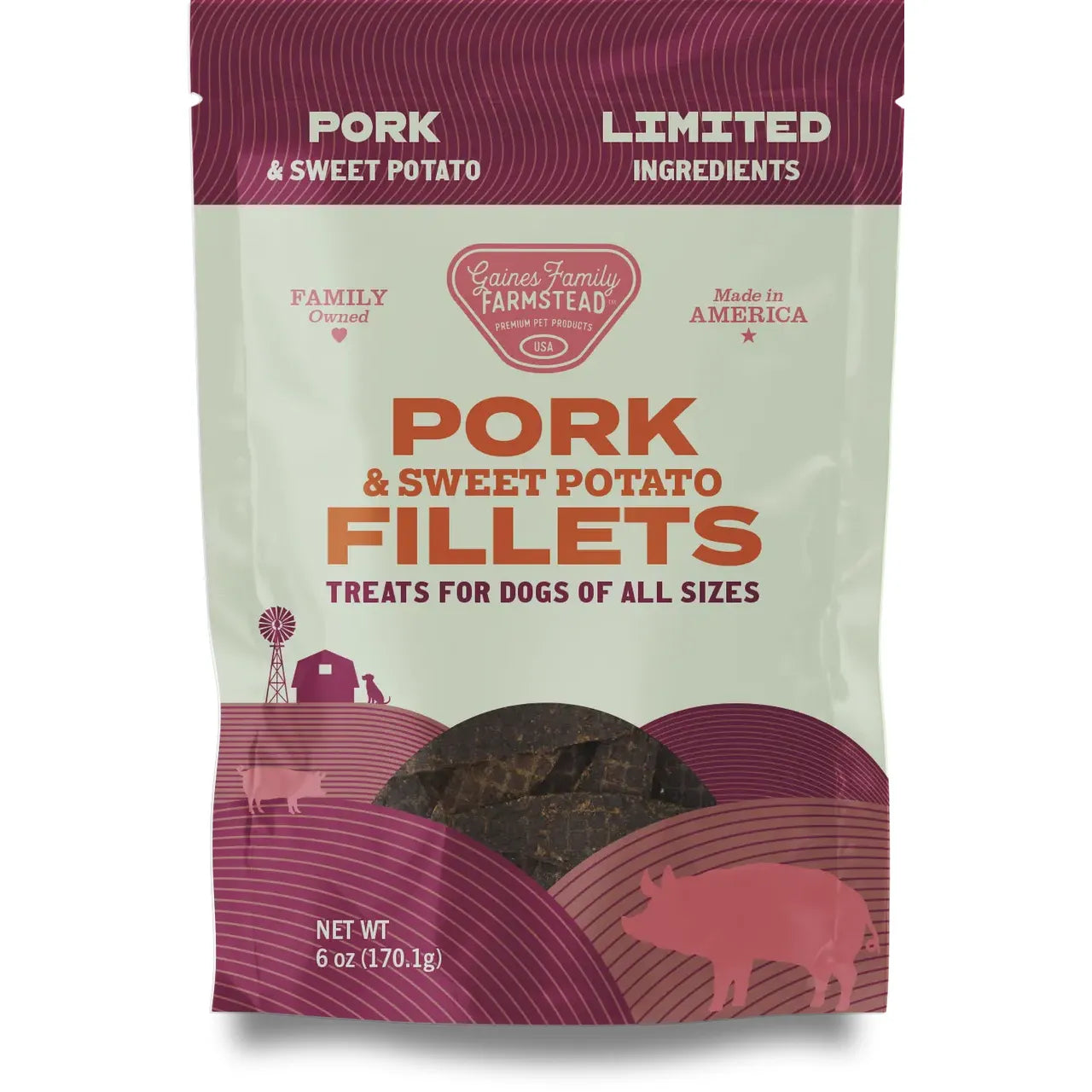 Gaines Family Sweet Potato & Pork Fillets Dog Treats 6oz Gaines Family Farmstead