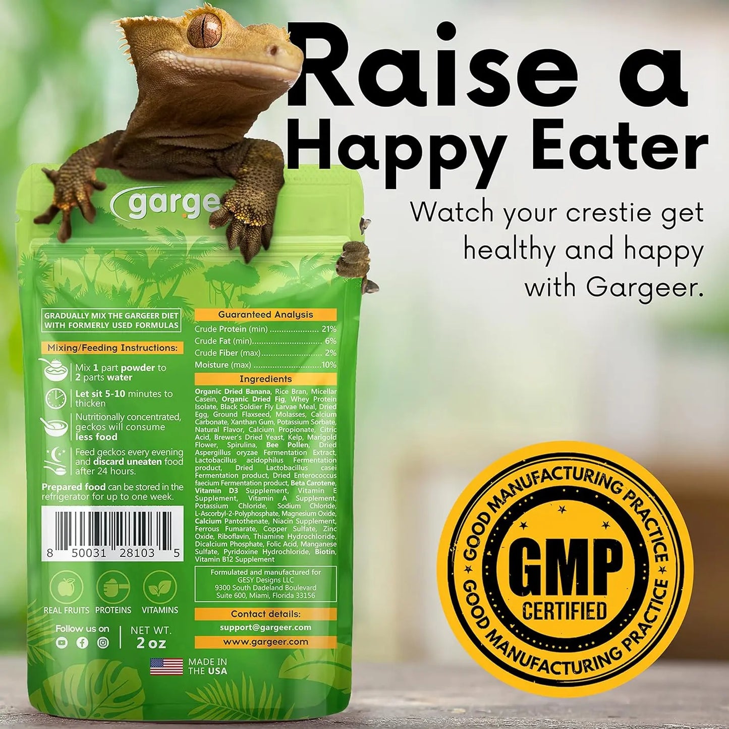 Gargeer Complete Fig & Insects Protein Crested Gecko Food Gargeer