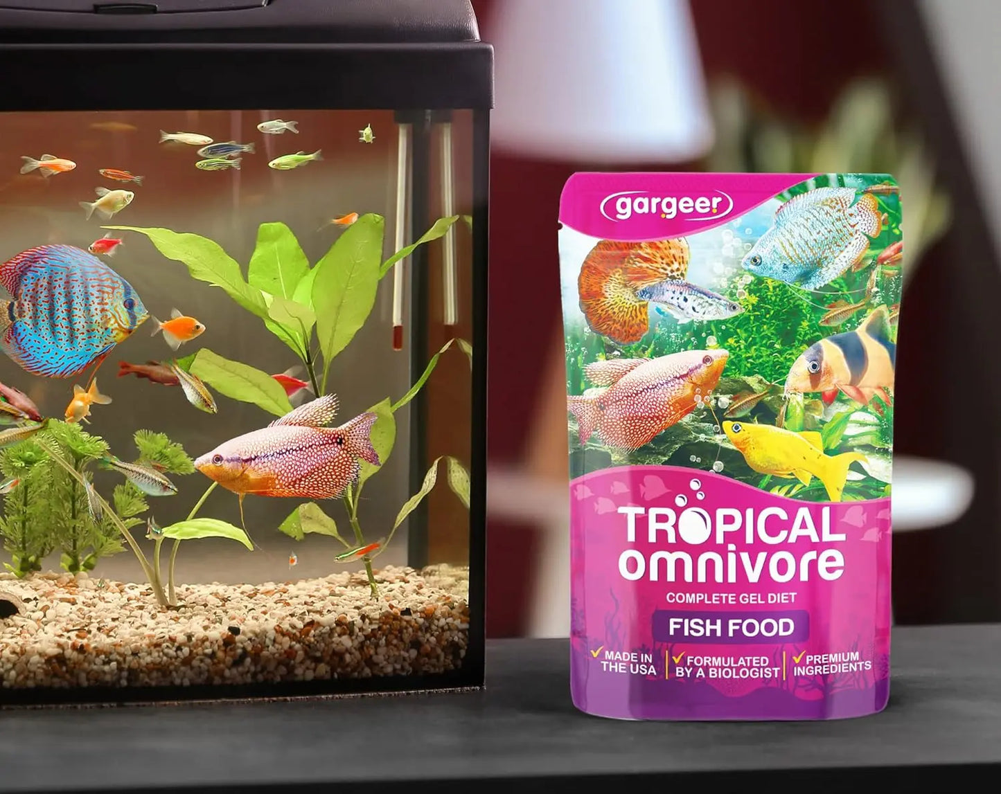 Gargeer Complete Tropical Fish Food High-Quality Gel Diet for Freshwater Fish 3oz Gargeer