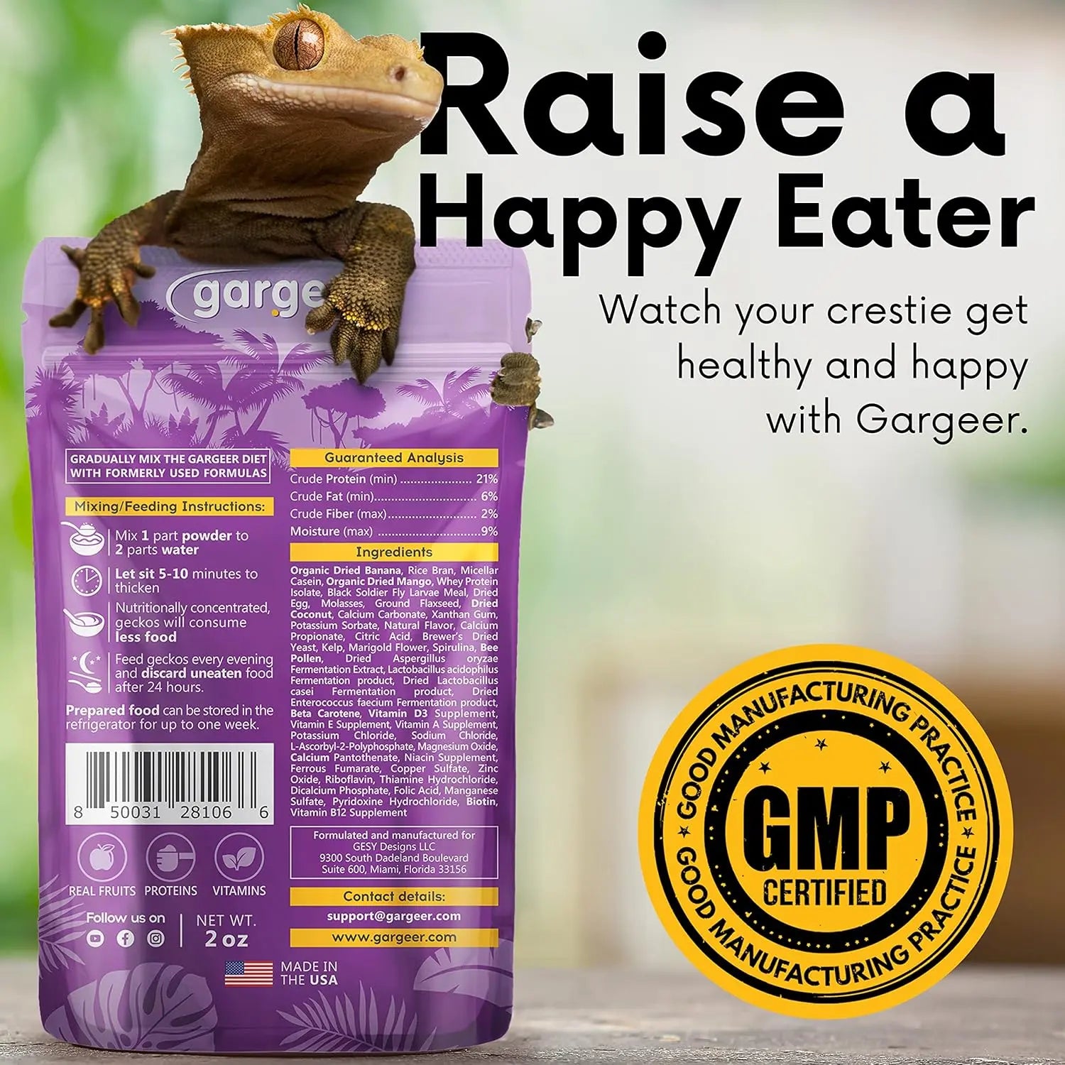 Gargeer Complete Tropical & Insects Protein Diet Crested Gecko Food Gargeer